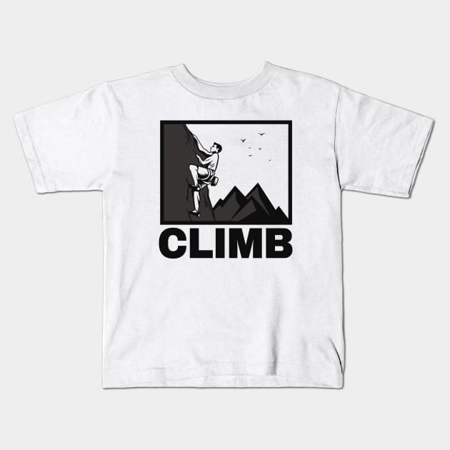 Climbing Climber Kids T-Shirt by Foxxy Merch